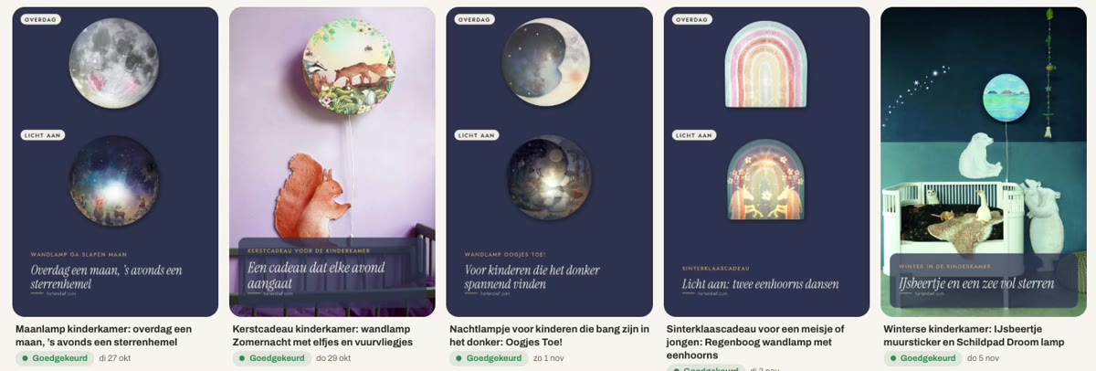 Goedgekeurde pins voor Pinterest met kinderkamerlampen